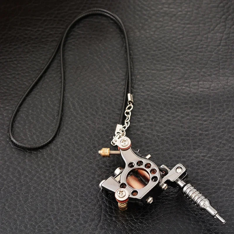 Tattoo Machine Charm Stainless Steel Pendant Necklace for Men Charm Pendant Necklace Qme