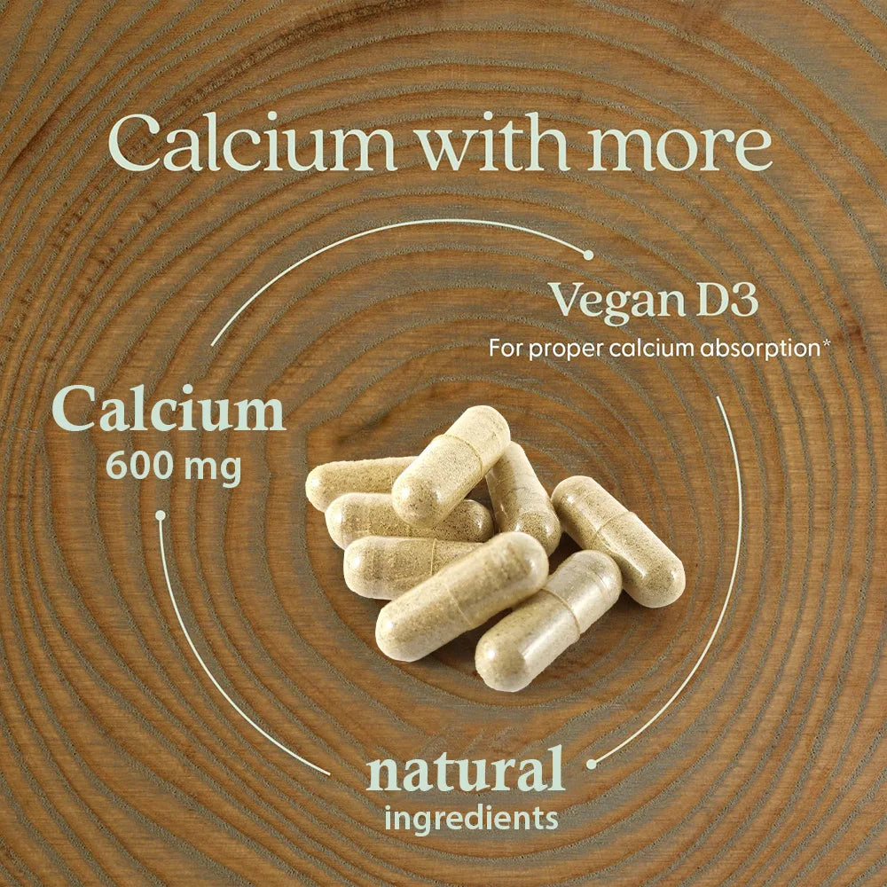 Calcium & Vitamin D3 Capsules – Vegan, Non-GMO, 120ct Vitamin Supplement Qst
