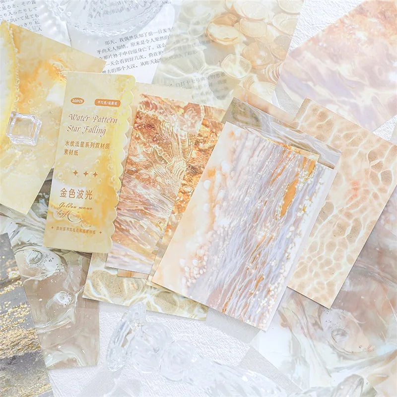 Water Pattern Junk Journal Paper 20 Pcs – Scrapbooking Sheets Decorative Craft Paper Qme