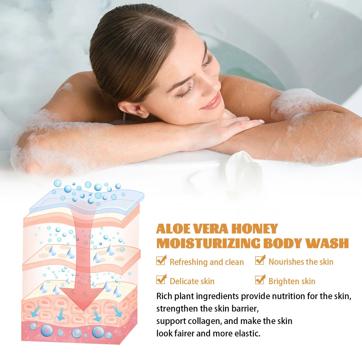 EELHOE Brightening Exfoliating Honey Shower Gel 100g Body Wash Brightening Body Wash Qst
