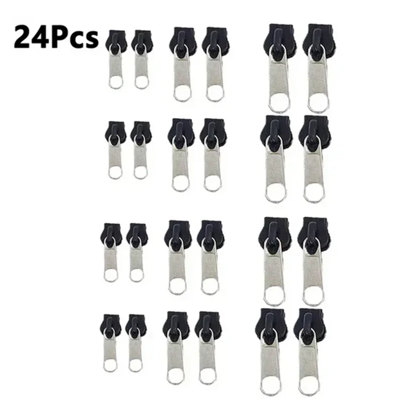 Universal Zipper Repair Kit – Replacement Zip Sliders | 9 Colors Zipper Repair Kit Qme 24pcs semi black