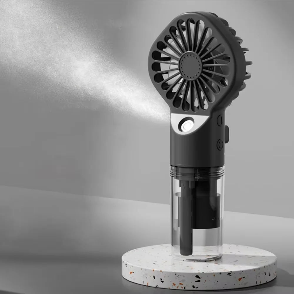 Handheld Mist Fan USB Rechargeable 4-Speed Portable Spray Fan Handheld Mist Fan Qst Black-1pc