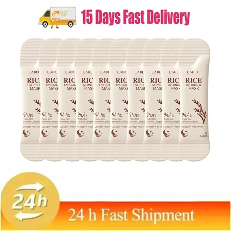 Rice Raw Pulp Brightening Sleep Mask – Fade Dark Spots Overnight Sleep Mask Qme 10pc