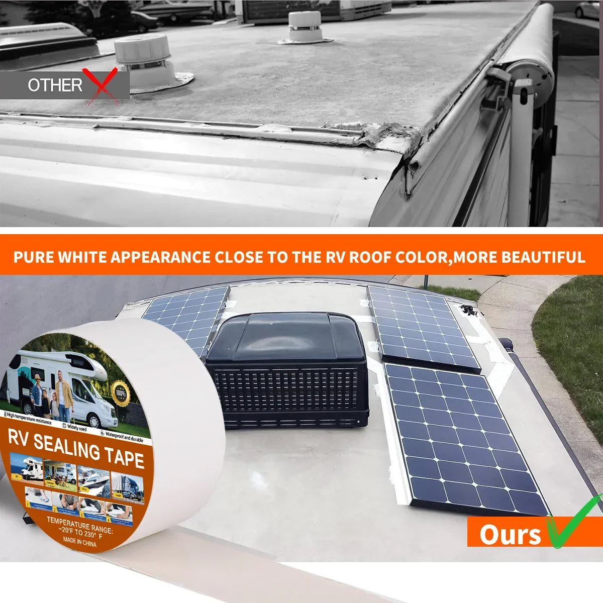 RV Roof Sealant Tape – Waterproof Weatherproof White Seal RV Roof Sealant Tape Qme