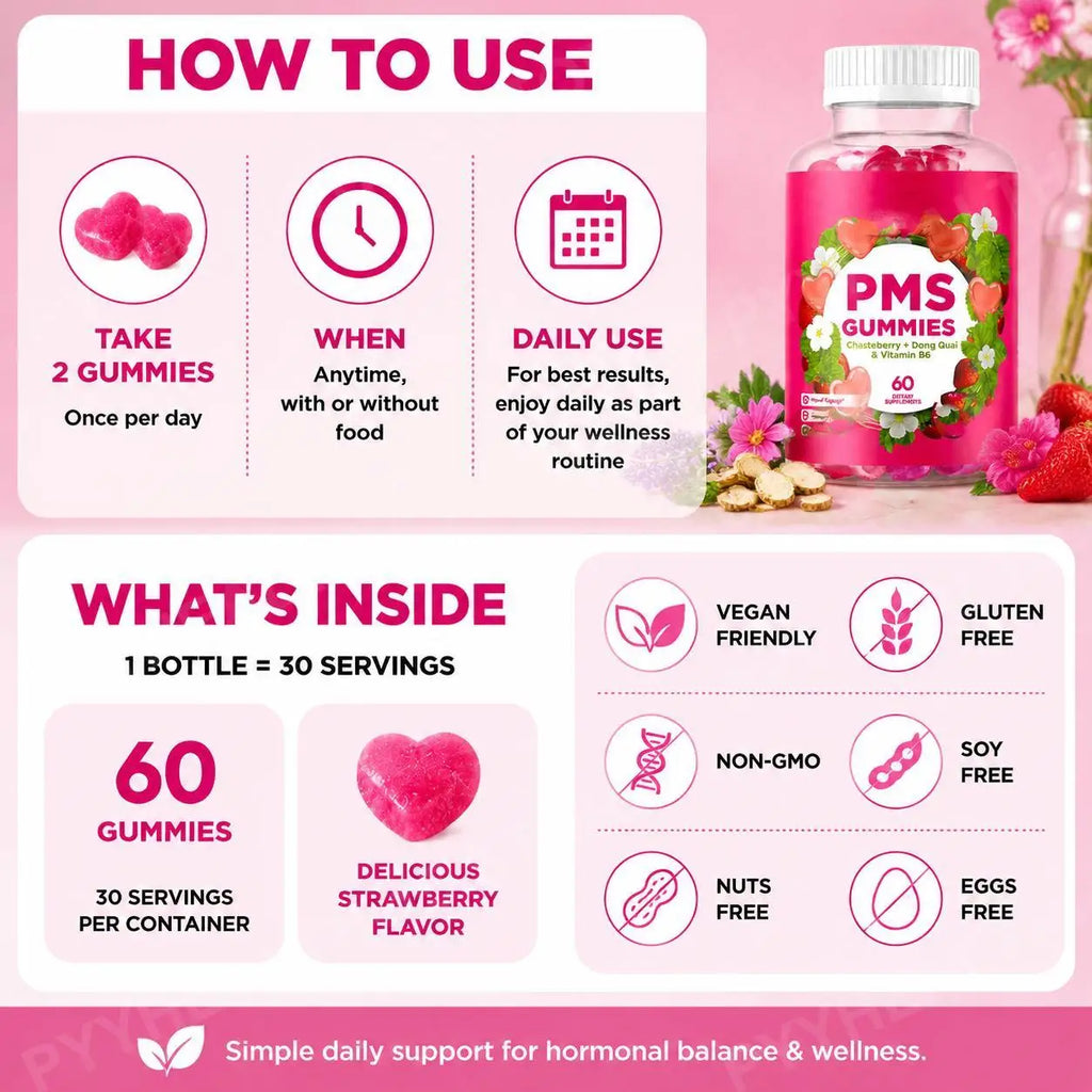 Women's Monthly Wellness Gummies – Chasteberry, Dong Quai & B6 Wellness Gummies Qst