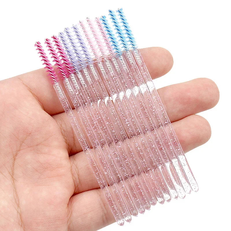 Disposable Spiral Eyelash Brush Crystal Rod Mascara Wand 50 Pcs Mascara Wand Applicator Qme