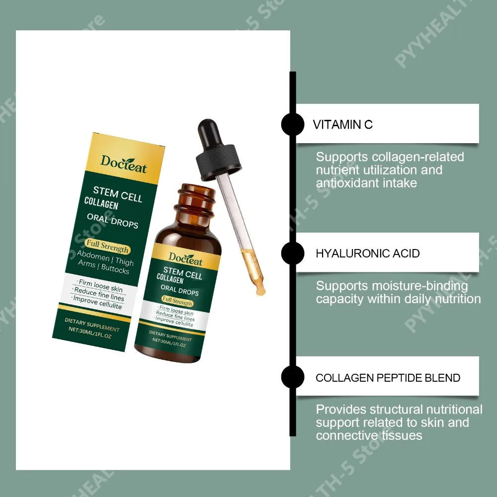 Docteat Collagen Oral Drops 30ml – Hyaluronic Acid & Vitamin C Collagen Oral Drops Qst