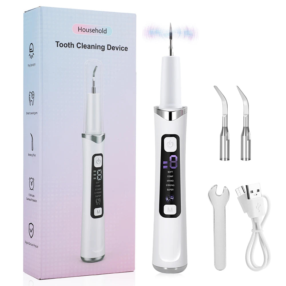 Electric Ultrasonic Dental Scaler – 5 Modes, Tartar Remover Ultrasonic Dental Scaler Qst White