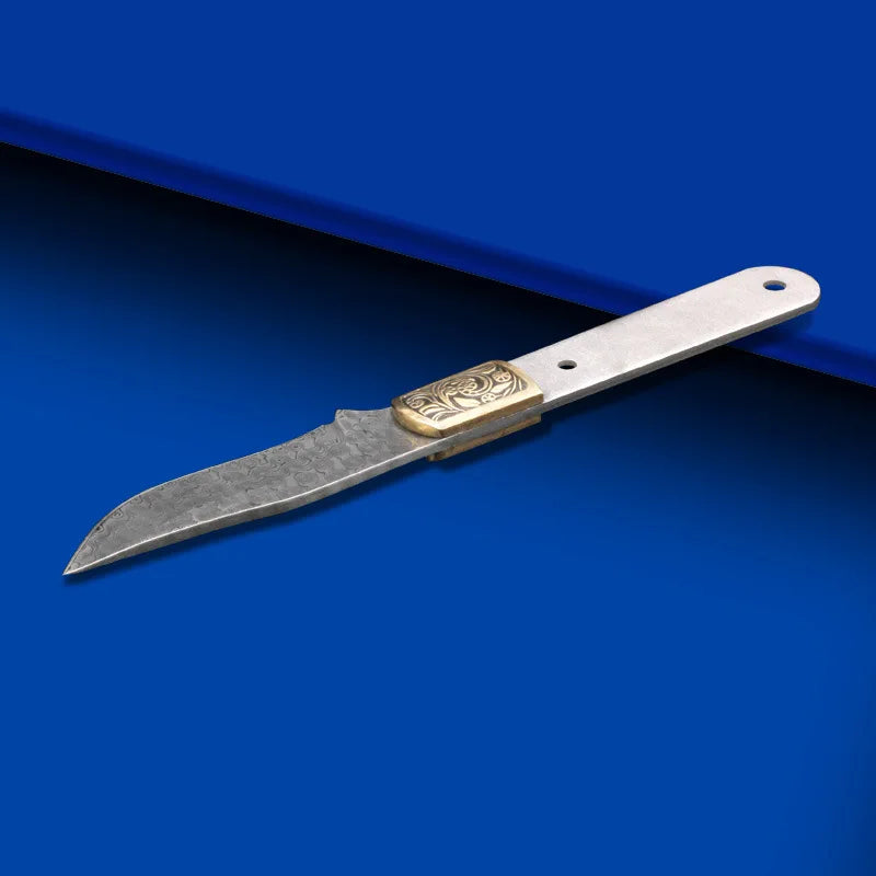 Damascus Steel Fixed Blade Knife Blank – DIY Billet DMDIY-26 Knife Blank Billet Qst