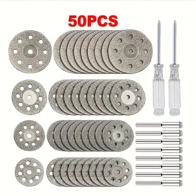 50-Piece Diamond Cutting Disc Set – Stone, Ceramic, Metal & Resin Diamond Cutting Disc Set Qme 50pcs