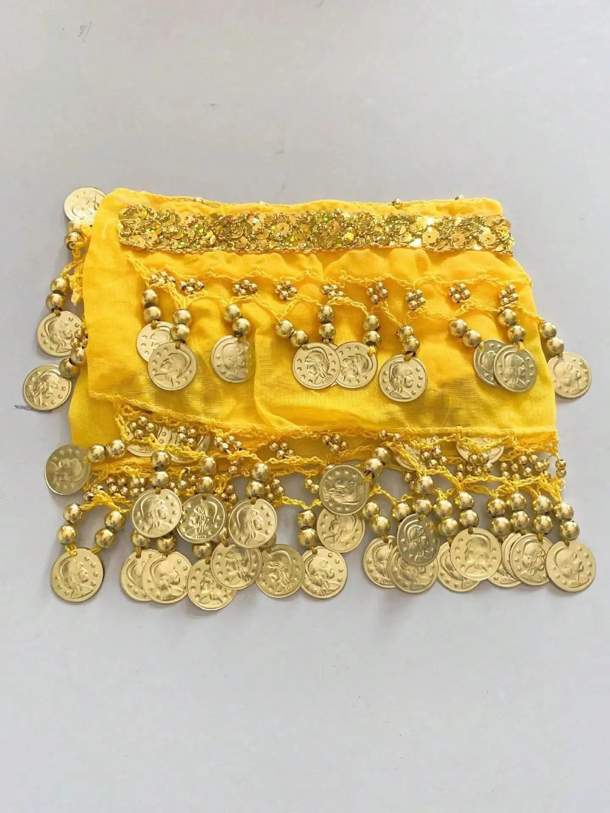 Shiny Belly Dance Bib Headband – Adjustable Festive Accessory Festive Headband Qme yellow