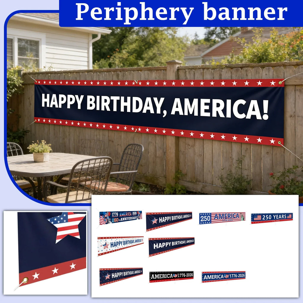 Independence Day 250th Anniversary Party Banner | 9 Colors Party Celebration Banner Qme