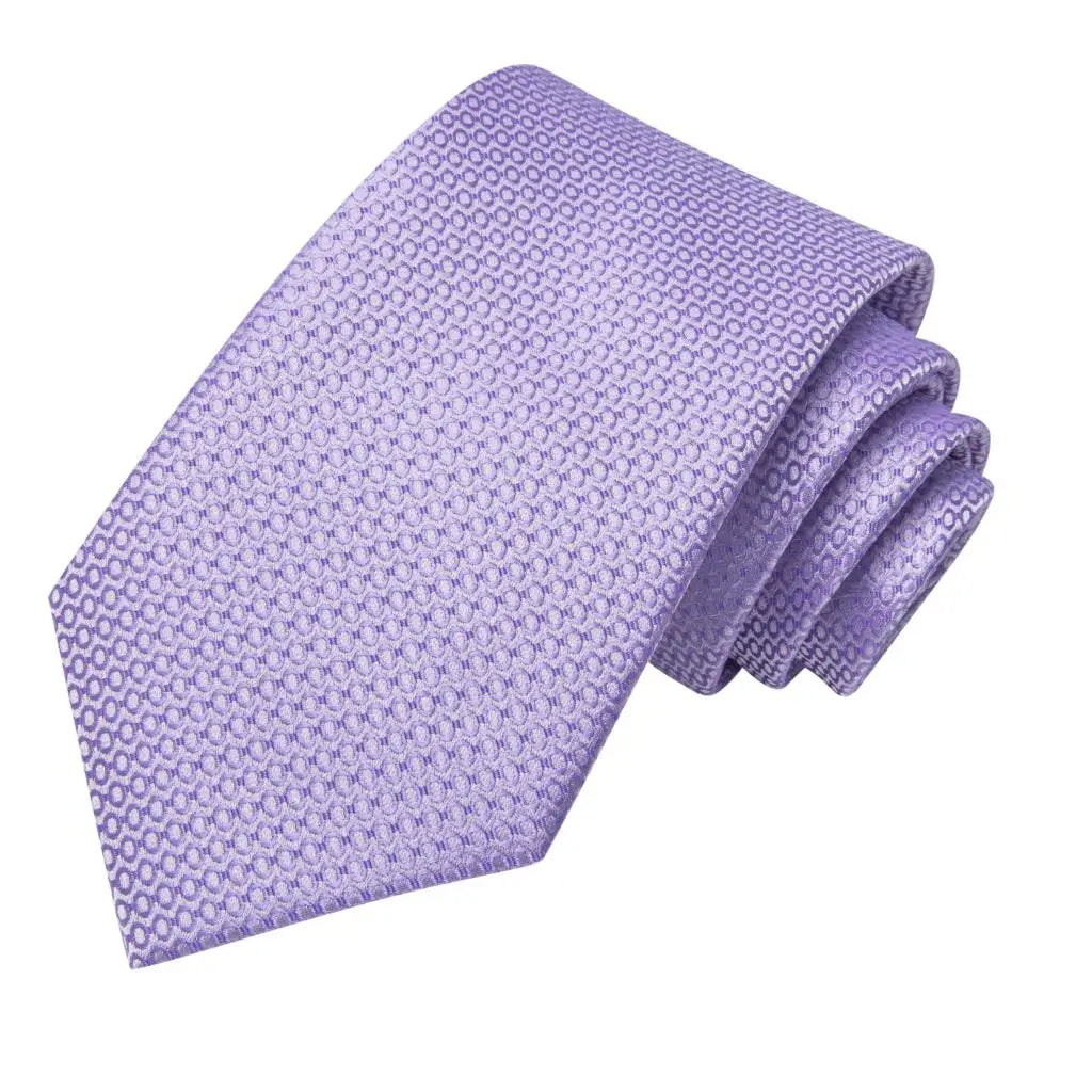 Hi-Tie Purple Silver Striped Silk Necktie – Men's Wedding Tie Silk Necktie Qme