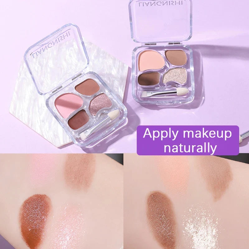 4-Color Glitter Eye Shadow Palette – Waterproof & Long-Lasting Eyeshadow Palette Qme