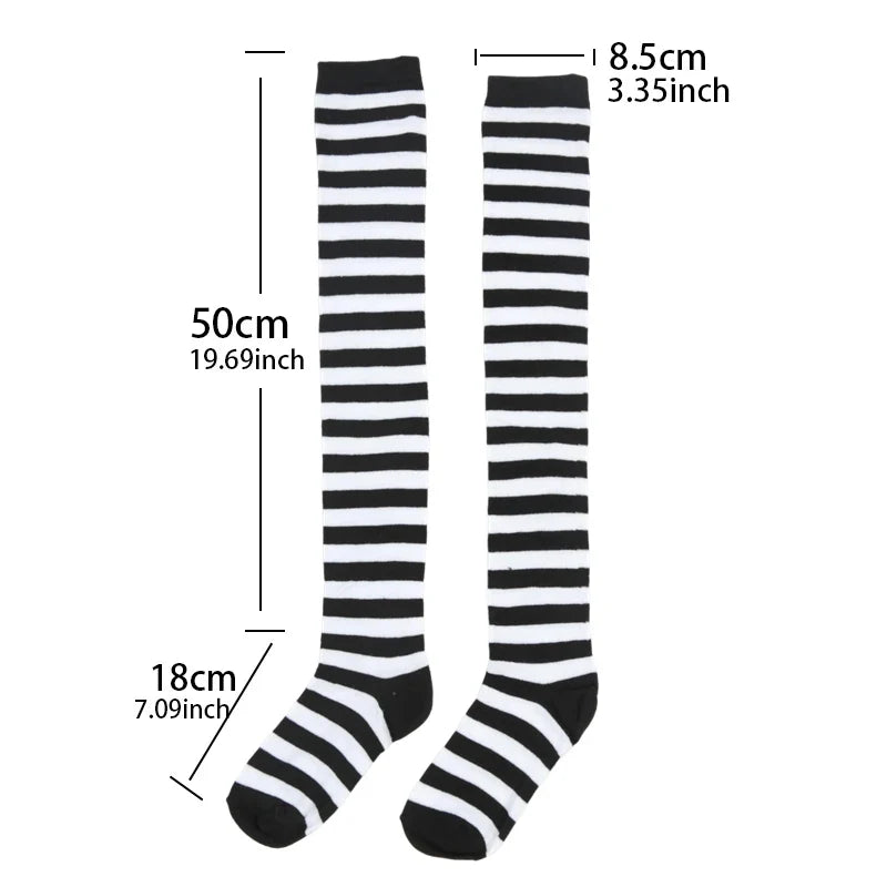 Women's Striped Over-the-Knee Long Socks – 18 Colors Over-the-Knee Socks Qme