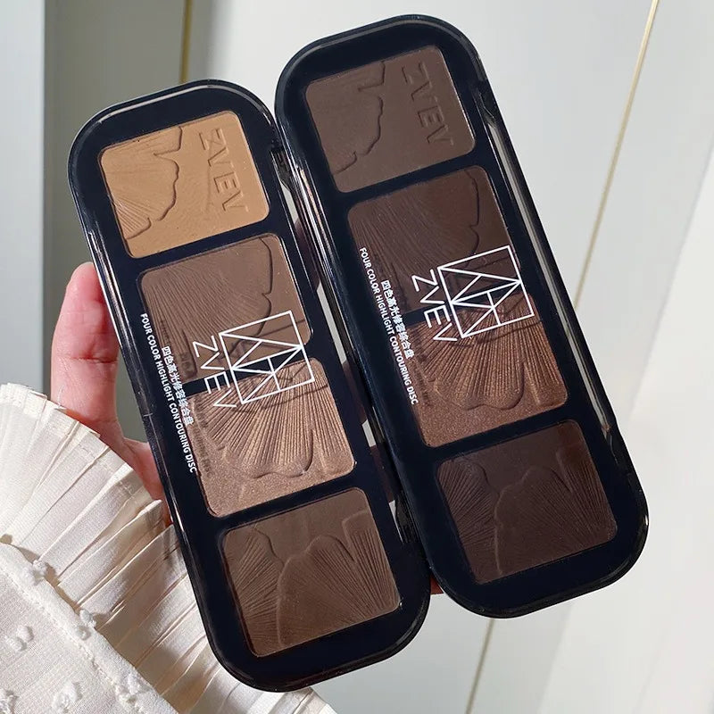 4-in-1 Contour & Highlight Palette – Silky Blurring Powder Contour Highlight Palette Qme