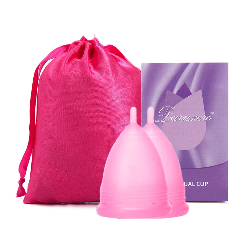 XceeFit Medical Silicone Menstrual Cup – Reusable, 2 Sizes Menstrual Cup Qst Purple-2pcs S