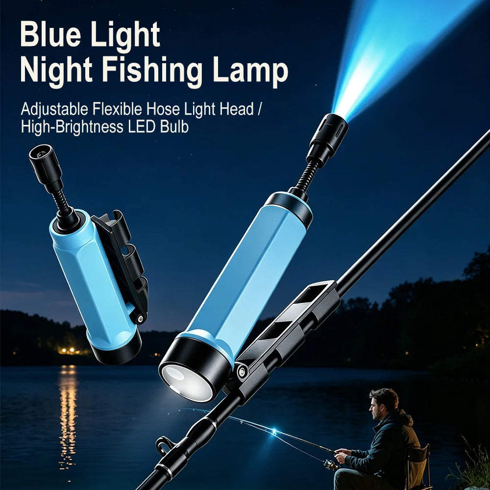 BORUiT 360° Blue LED Fishing Rod Light – Type-C Rechargeable Fishing Rod Light Qst