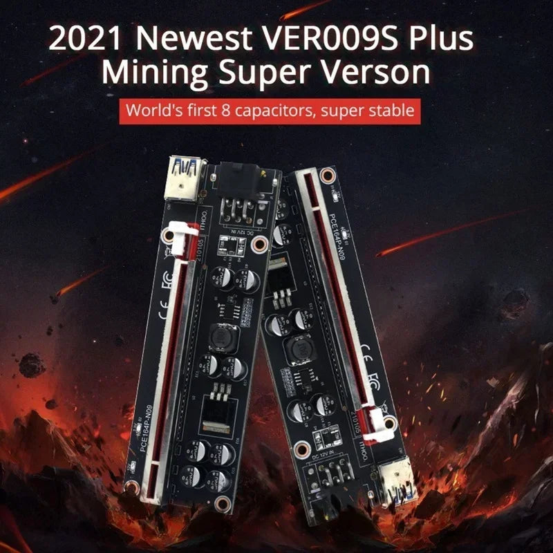 VER009S PCIe X1 to X16 Riser Card USB 3.0 4Pin 6Pin GPU Mining PCIe Riser Card Qme
