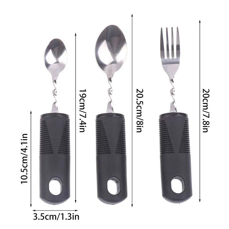 Bendable Adaptive Cutlery Set | Textured Large Handle Utensils Adaptive Cutlery Set Qme