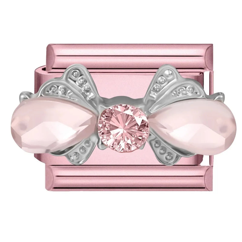 Zircon Bow & Star Italian Charm Links | Stainless Steel DIY Italian Charm Links Qme Style 4