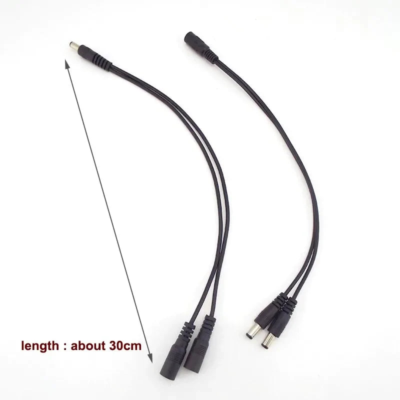 DC Power Splitter 5.5x2.1mm 1 Female to 2 Male Connector DC Power Splitter Qme