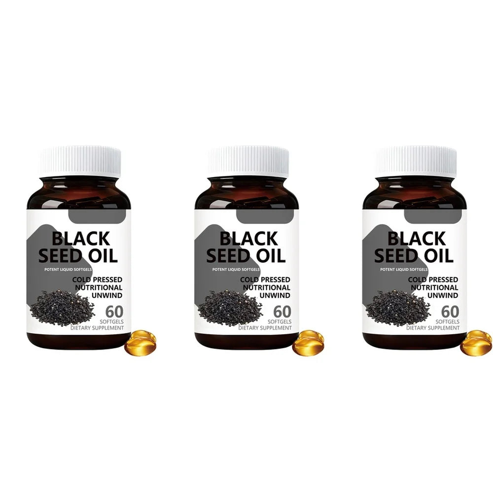 Black Seed Oil Softgels – Ginger, Fennel & Peppermint | 60ct Herbal Softgels Qst 180 Count(Pack of 3)