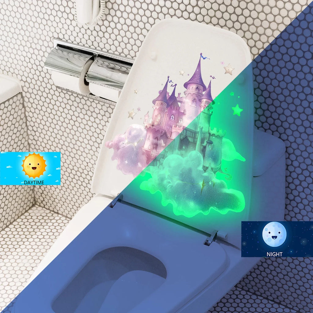 Glow-in-the-Dark Toilet Sticker – Fun PVC Bathroom Decal Bathroom Wall Sticker Qme