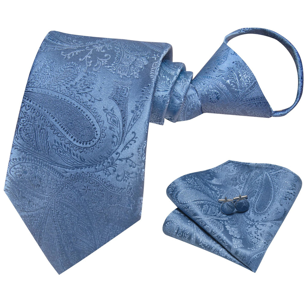 Knot-Free Zipper Silk Necktie | Formal, Business & Wedding Zipper Necktie Qme HT-AL-0042B