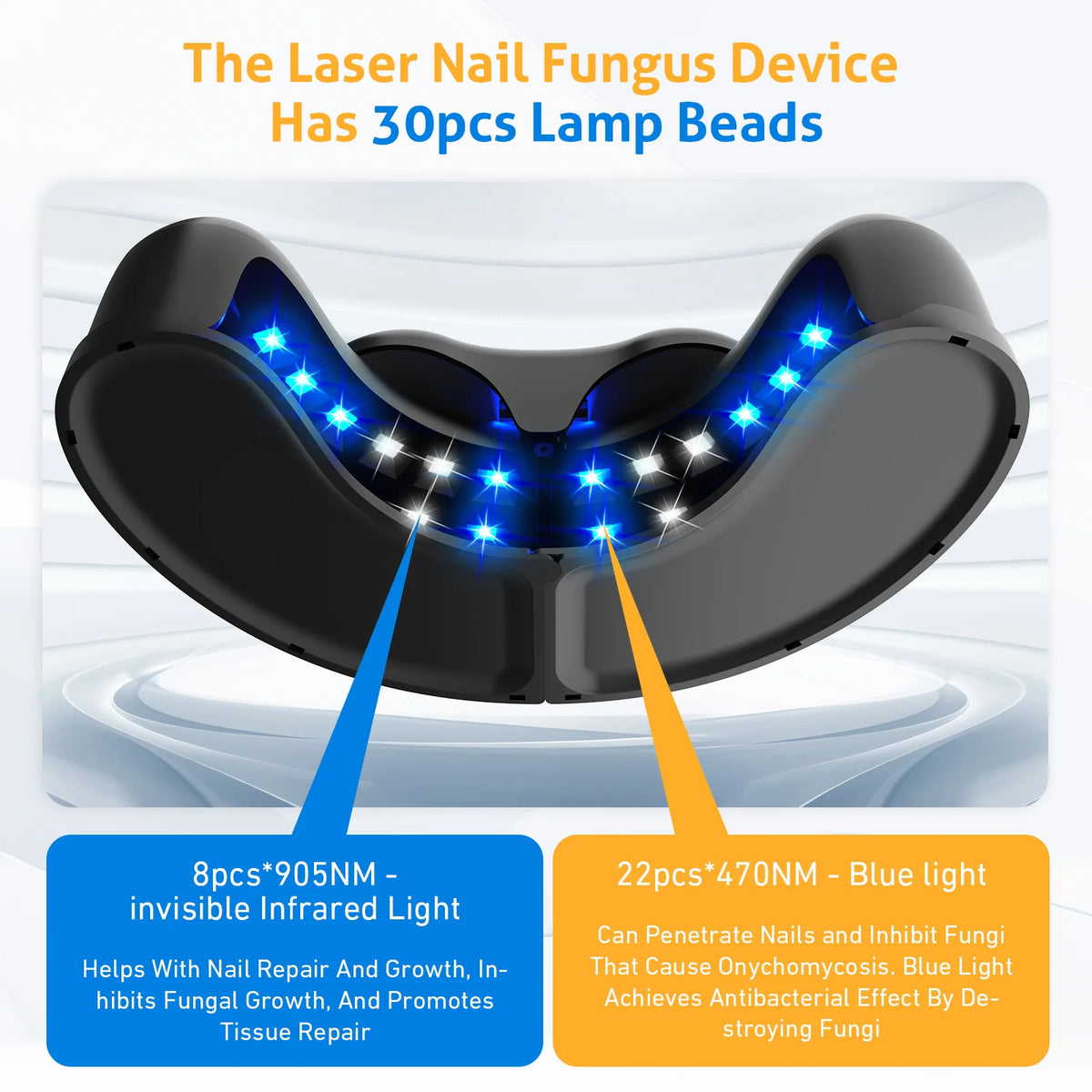 KTS Wireless Nail Laser Device – 30 Beads 470nm & 905nm Nail Laser Device Qst