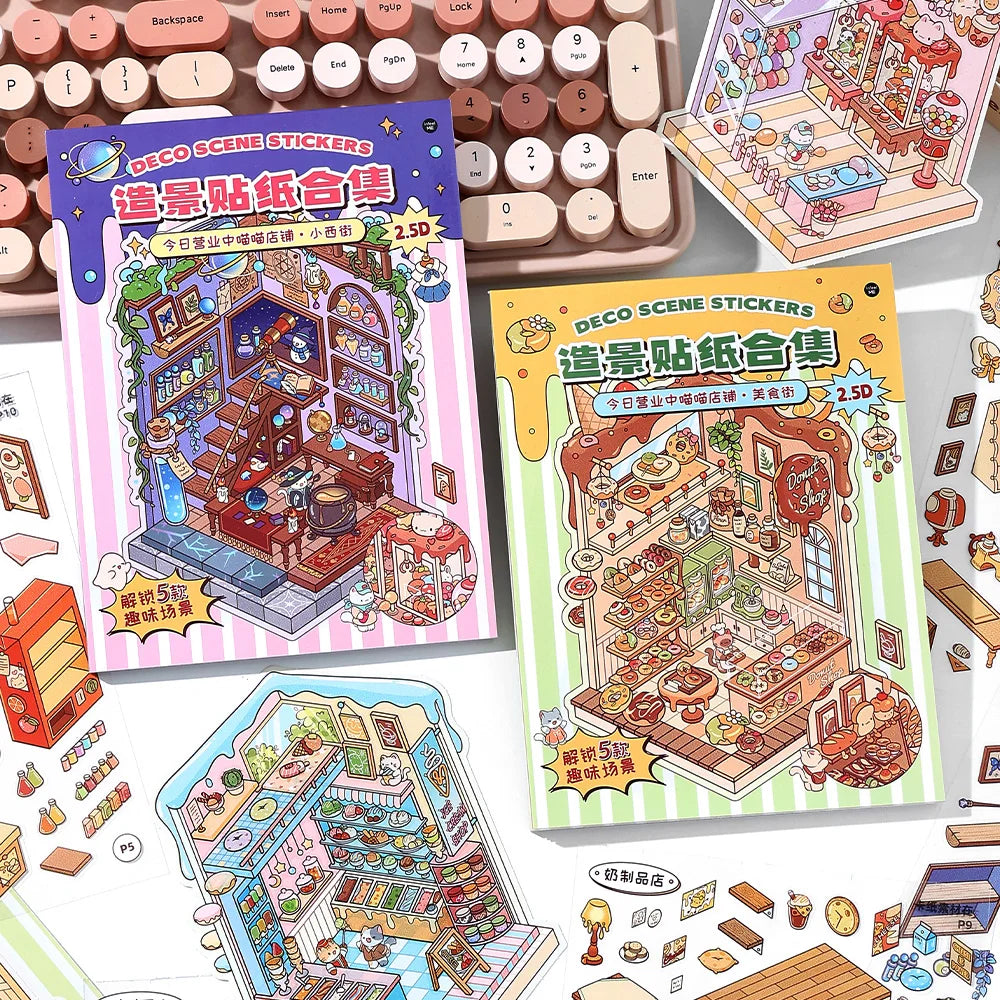 8D Landscape Sticker Book – DIY Pocket Cabin Scene Stacking DIY Sticker Book Qme