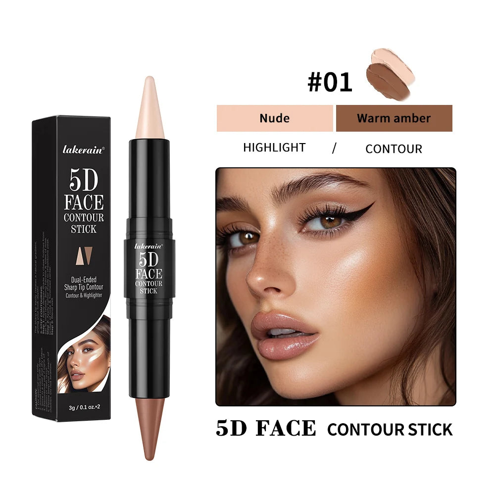 Double-Ended Contour & Highlight Stick – Cream Bronzer Concealer Contour Makeup Stick Qst 01 3g