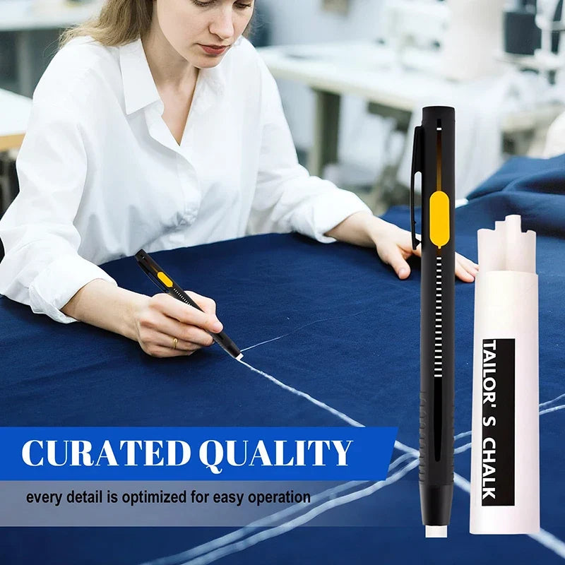 Heat-Erasable Chalk Pencil Set – 2 Pens & 20 Refills for Sewing Fabric Chalk Marker Set Qme