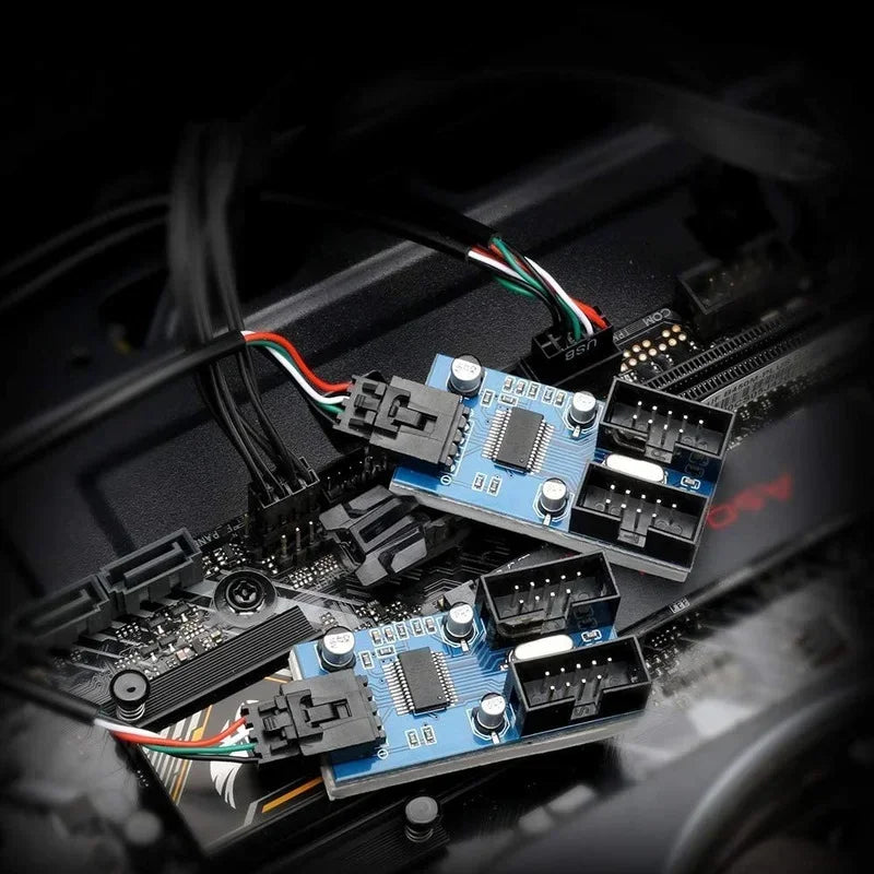 USB 2.0 9-Pin 1-to-4 Motherboard Expansion Hub Splitter USB Hub Adapter Qme