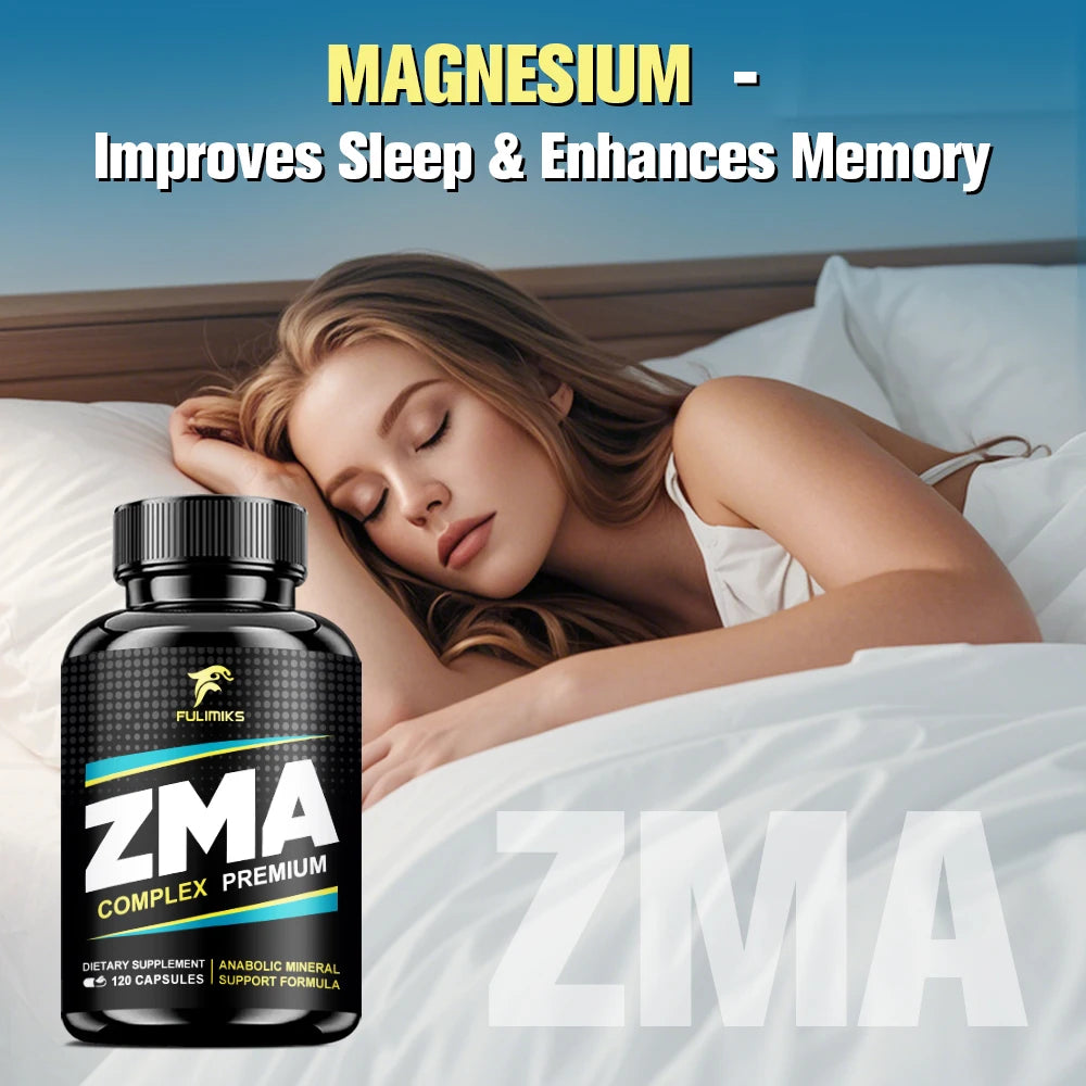 ZMA Capsules – Zinc, Magnesium & Vitamin B6 | 120ct Vitamin Supplement Qst