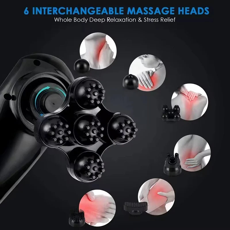 Electric Dolphin Percussion Massager – 6 Heads, Full Body Percussion Handheld Massager Qst