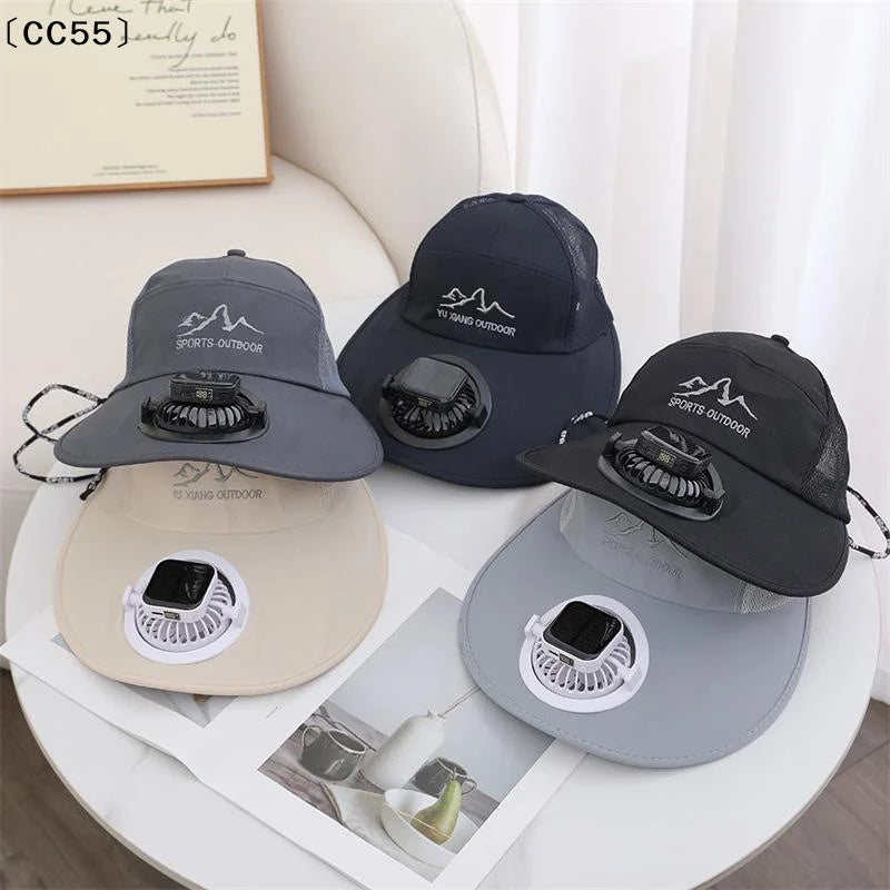 Solar Fan Hat – Wide Brim Sun Shade Cap for Outdoors Solar Fan Hat Qst
