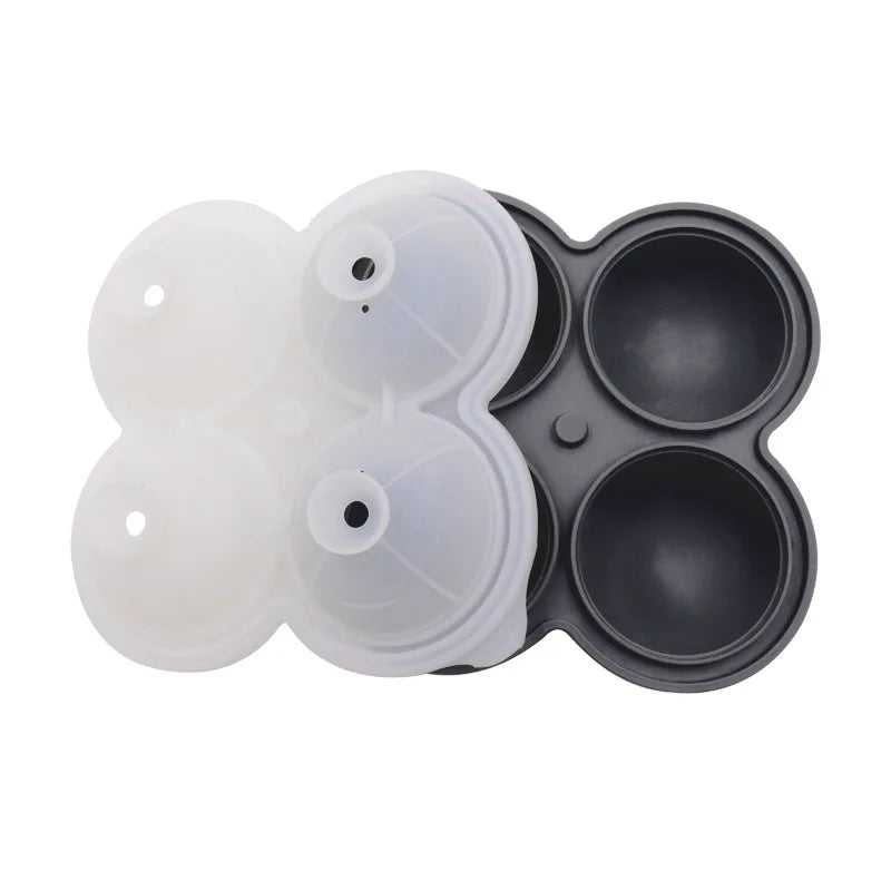 Large Ice Hockey Silicone Ice Cube Molds Set of 4 | Easy Release Silicone Ice Cube Molds Qme black