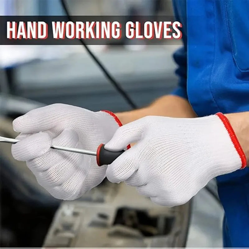 Men's Heavy Duty Nylon Work Gloves – 30pk Wear Resistant Work Safety Gloves Qme