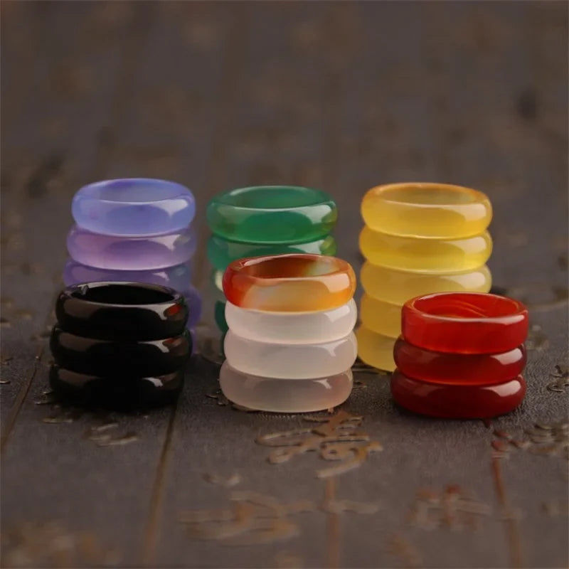 Natural Agate Stone Ring – Multi-Color Elegant Gemstone Jewelry Gemstone Ring Qme