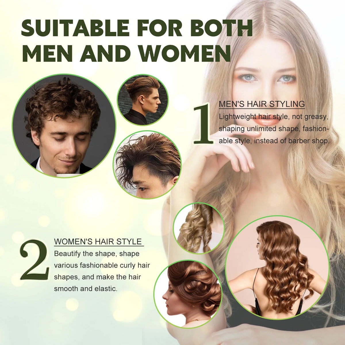 Jaysuing Curly Hair Mousse – Frizz Control, Lasting Hold Hair Styling Mousse Qst