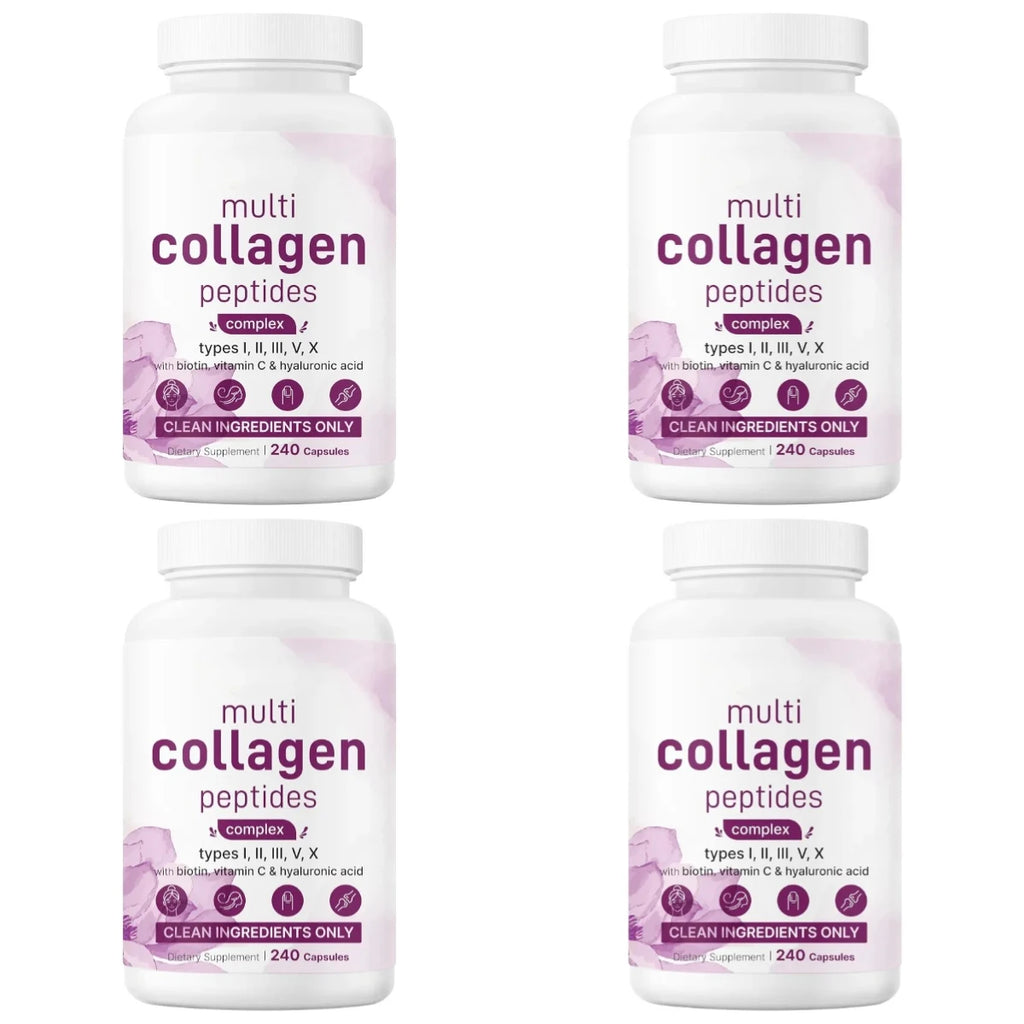 Multi Collagen Peptides Complex 240 Caps – Biotin & Vitamin C Collagen Supplement Qst 4bottles 960capsules
