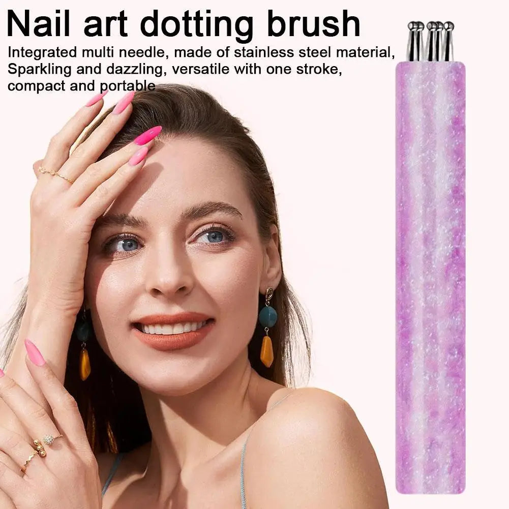 Starry Sky Nail Art Brush – Stainless Steel Multi-Needle Pen Nail Art Brush Qme