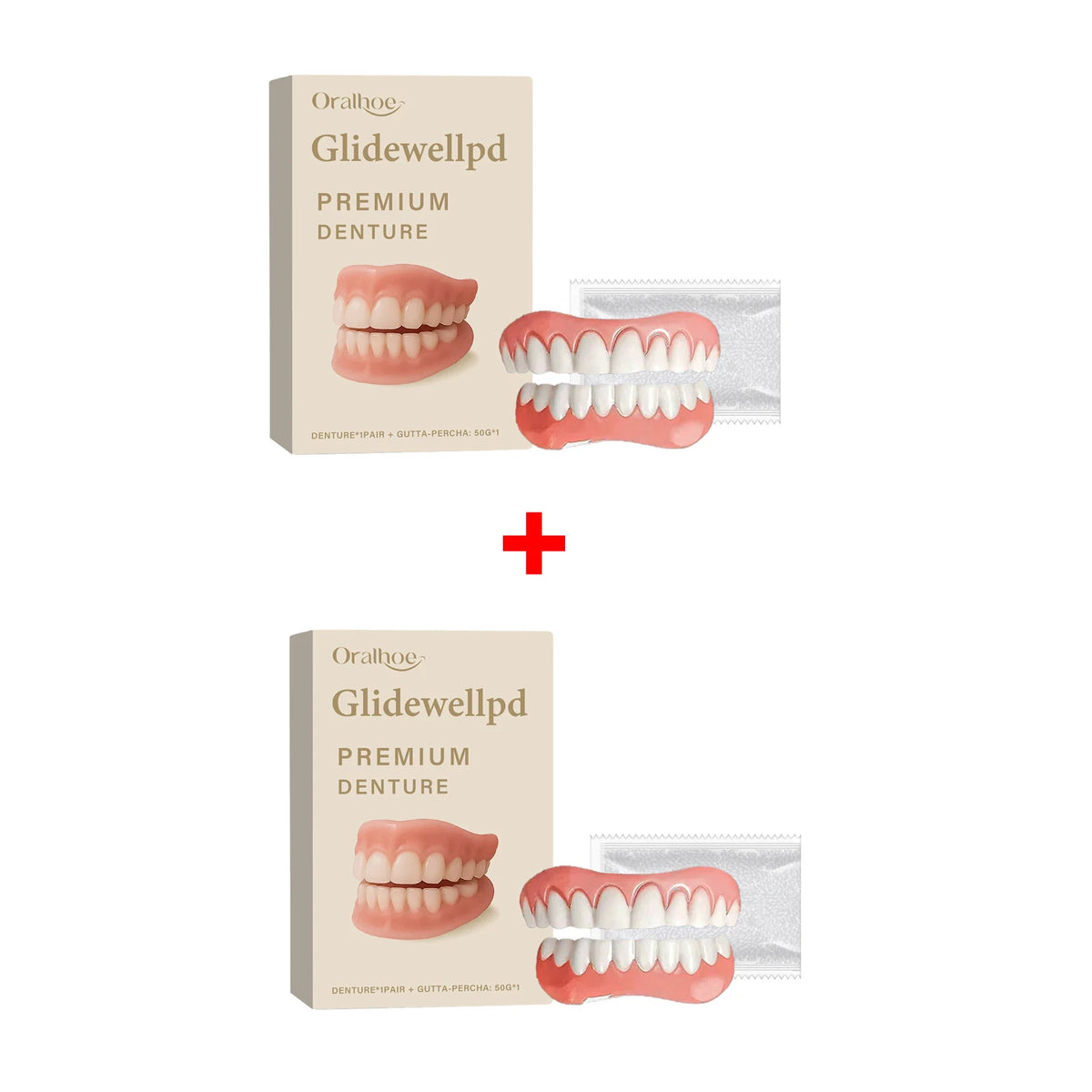Oralhoe Soft Silicone Temporary Denture Set – Upper & Lower Temporary Denture Set Qst 2sets boxed