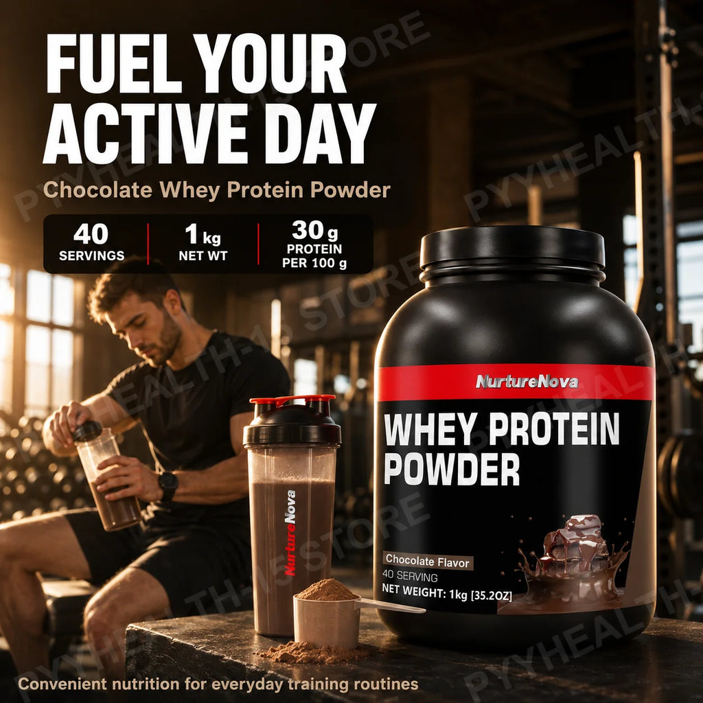 NurtureNova Chocolate Whey Protein Powder 1kg – 40 Servings Whey Protein Powder Qst