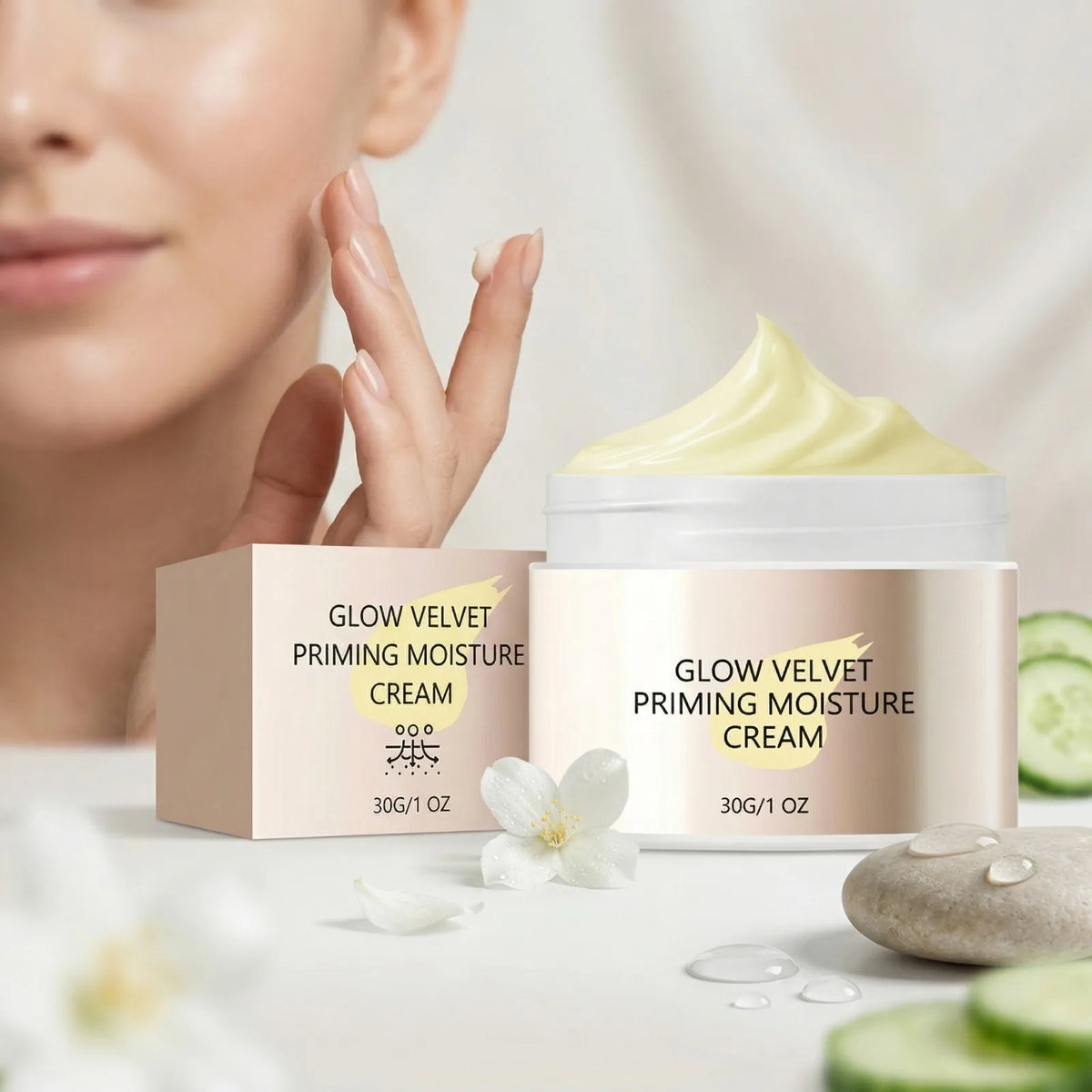 Glow Velvet Makeup Primer Cream – Brightening & Hydrating 30g Makeup Primer Qst