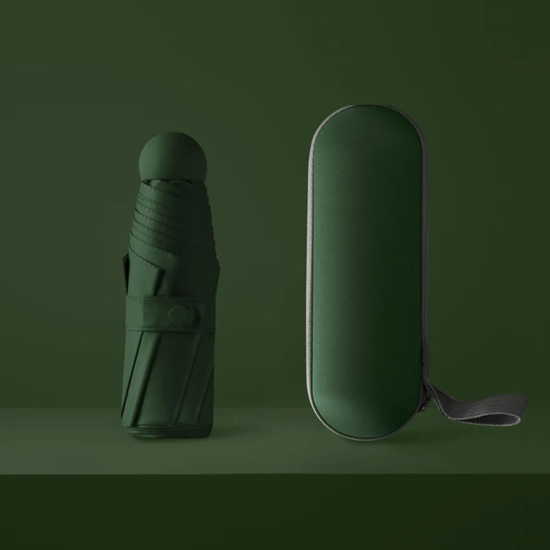 Compact Travel Umbrella – Lightweight Folding Auto Open & Close Folding Travel Umbrella Qst Dark green with box