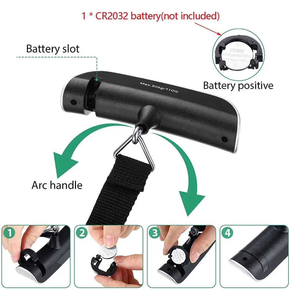 Portable Digital Luggage Scale 110lb/50kg – LCD Hanging Scale Digital Luggage Scale Qst