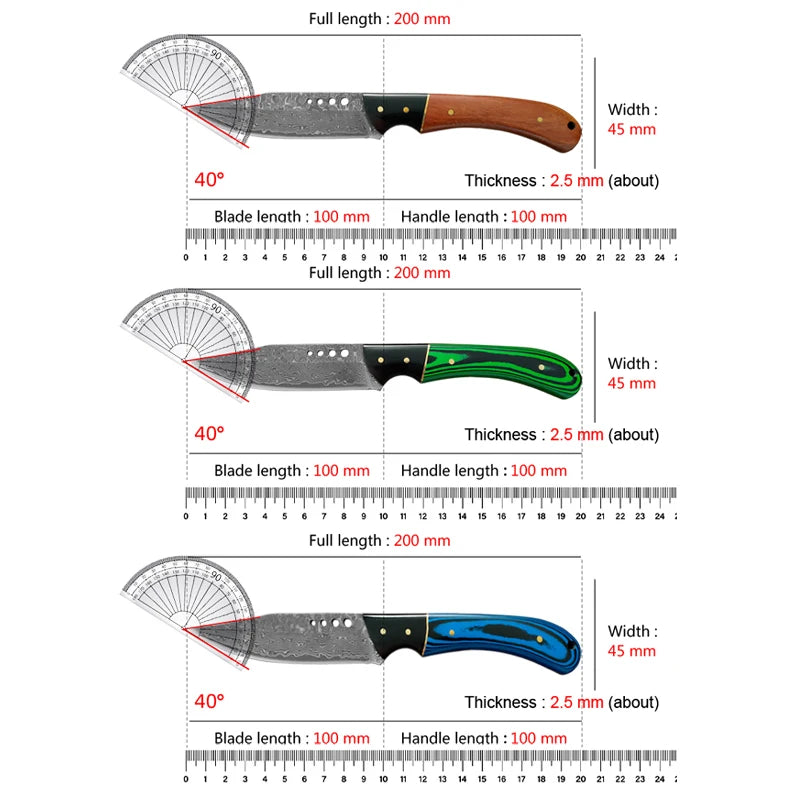 Damascus Steel Chef Knife – 10" Wood Handle, Razor-Sharp Blade Damascus Chef Knife Qst