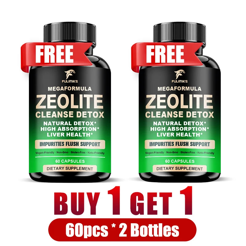 Zeolite Detox Capsules – Full-Body Cellular Cleanse Support Detox Supplement Qst 2 Bottles-60pcs